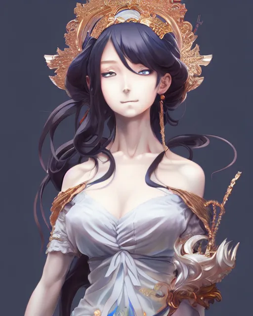 Prompt: character concept art of an anime goddess of metalworking | | cute - fine - face, pretty face, realistic shaded perfect face, fine details by stanley artgerm lau, wlop, rossdraws, james jean, andrei riabovitchev, marc simonetti, and sakimichan, tranding on artstation