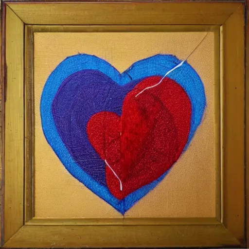 Image similar to thread painting of a beating heart