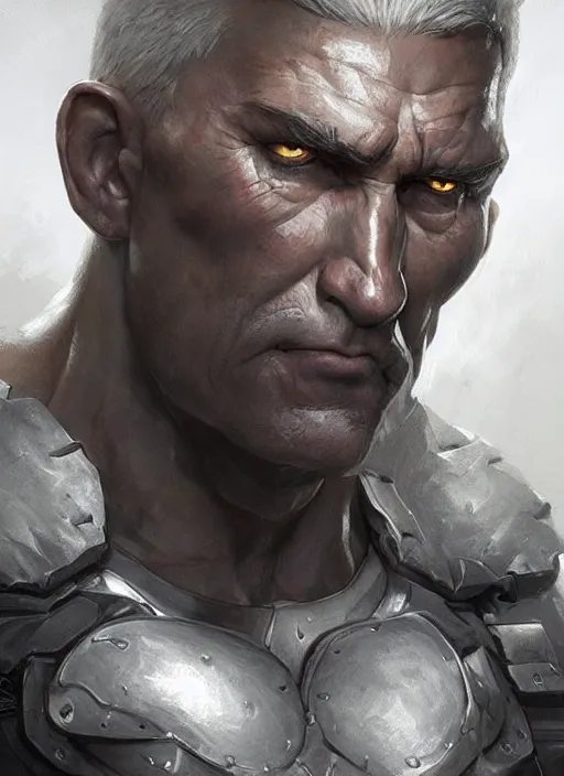 Image similar to detailed character concept illustration, strong muscular older soldier, white uncrop background, sharp focus, illustration, highly detailed, digital painting, concept art, matte, art by wlop and artgerm and greg rutkowski, masterpiece