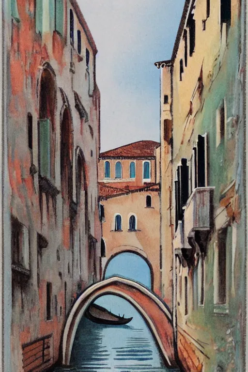 Image similar to vintage art of venice, in the style of katinka reinke