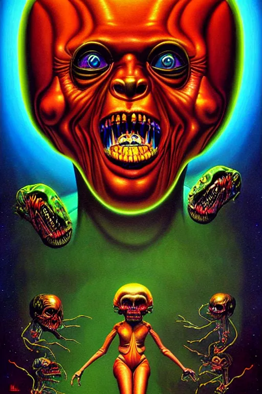 Image similar to a hyperrealistic painting of a cinematic space opera horror by chris cunningham, lisa frank, richard corben, highly detailed, vivid color,