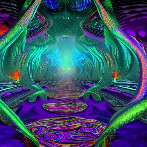 Prompt: Dmt trip, highly detailed, psychedelic vibes, warped, unreal engine