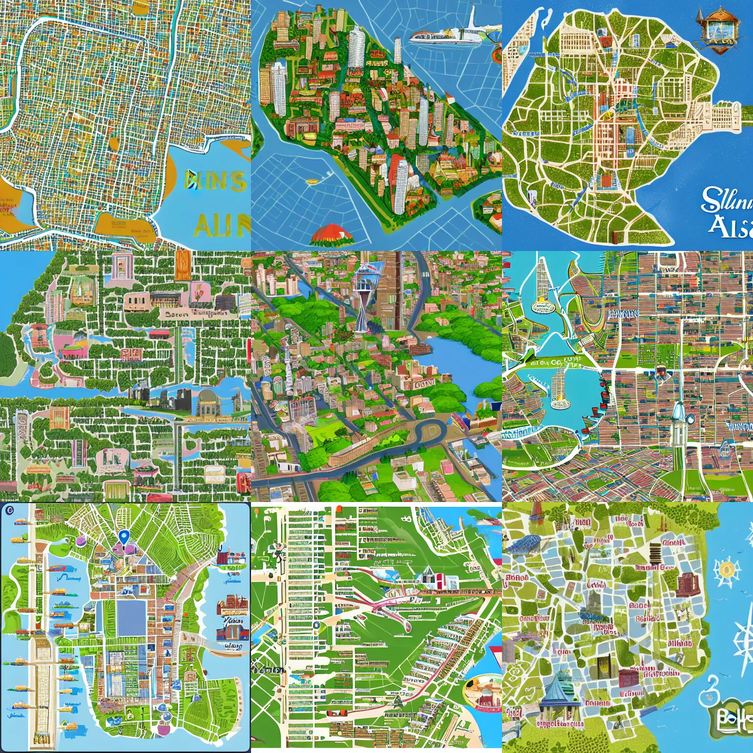 Prompt: a map of Buenos Aires in the style of Sims