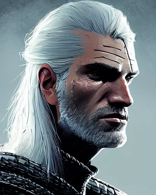 Prompt: portrait of geralt of rivia, concept art, brush stroke style, artstation, trending, highly detailed, smooth, focus, art by cedric peyravernay