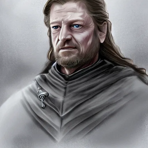 Prompt: Game of Thrones Ned Stark portrayed by Abraham Lincoln, digital art
