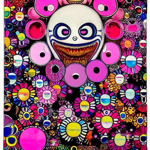 Image similar to pink scream by takashi murakami and h.r. giger, intricately detailed artwork, full 8k high quality resolution, recently just found unknown masterpiece