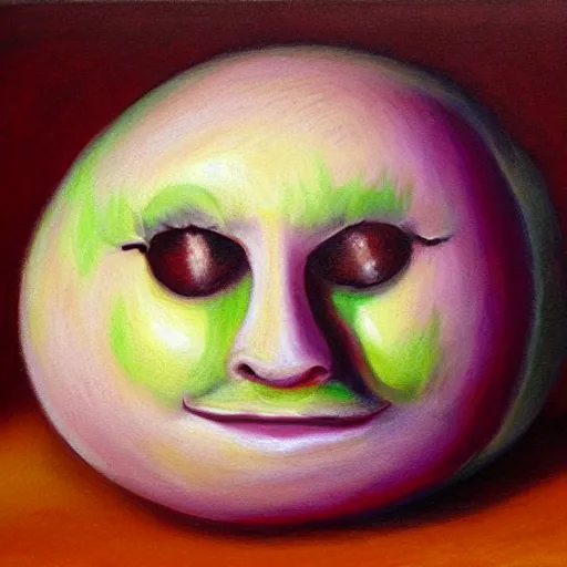 Image similar to onion face crying big tears pastel oil painting