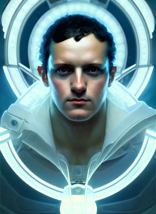 Image similar to symmetry!! portrait of napoleon bonaparte, sci - fi, tech wear, glowing lights!! intricate, elegant, highly detailed, digital painting, artstation, concept art, smooth, sharp focus, illustration, art by artgerm and greg rutkowski and alphonse mucha