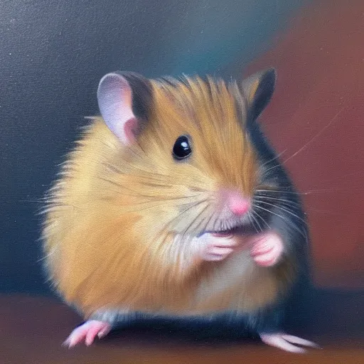 Prompt: oil painting of a king hamster