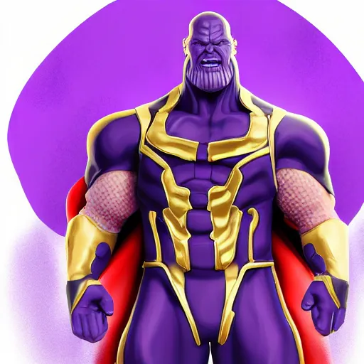 Image similar to Thanos with Barbie outfit, digital art, trending on artstation, illustration