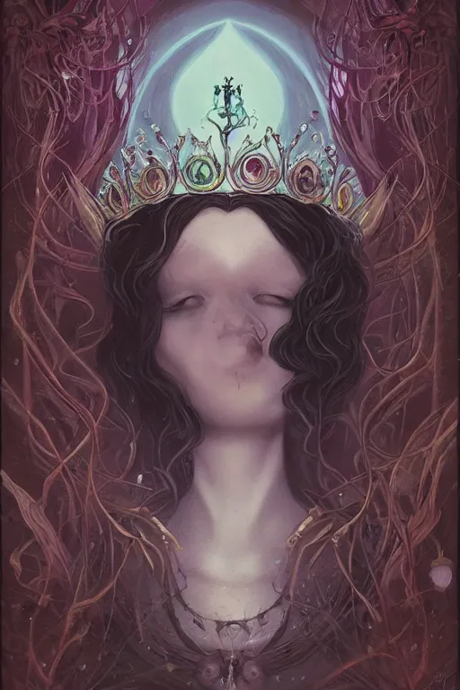 Image similar to jeweled Crown, other worldly, fairy necromancer court, bones, art nouveau, by Anato Finnstark, Tom Bagshaw, Brom