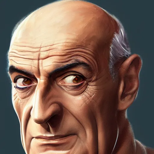 Prompt: Louis de Funès, portrait, headshot, D&D, fantasy, highly detailed, digital painting, artstation, concept art, sharp focus, illustration, art by artgerm and greg rutkowski and alphonse mucha