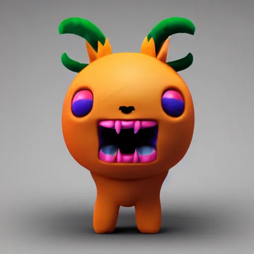 Image similar to A stuffy little cute monster with long hairs，by takashimurakami,TOMOKAZU MATSUYAMA，featured on artstation，blender rendered