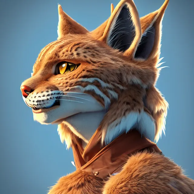 Prompt: the portrait of anthropomorphic lynx fursona, icon, logo, face only, avatar, telegram sticker, by furaffinity, anime, manga, kim jung gi, irakli nadar, intricate linework, white fur, unreal engine 5 highly rendered, global illumination, radiant light, detailed and intricate environment