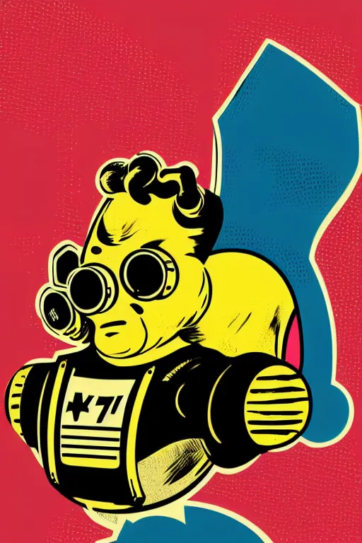 Image similar to fallout 7 6 retro futurist illustration art by butcher billy, sticker, colorful, illustration, highly detailed, simple, smooth and clean vector curves, no jagged lines, vector art, smooth andy warhol style