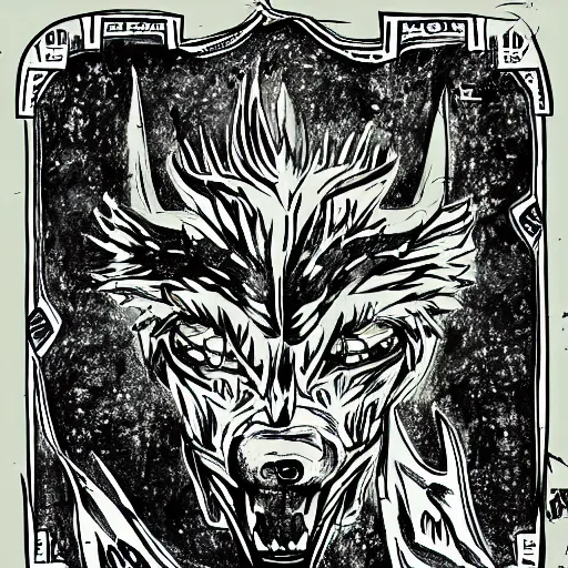 Image similar to children's book illustration of fenrir