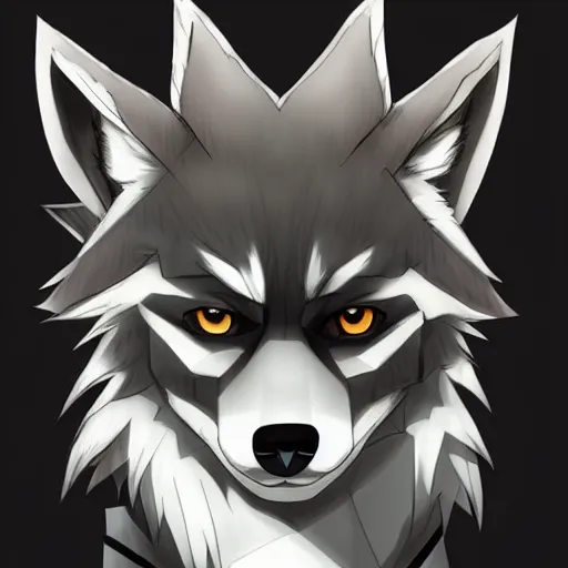 Image similar to modern anime portrait an anthro male wolf furry fursona in a formal outfit, handsome anime eyes, key anime visuals