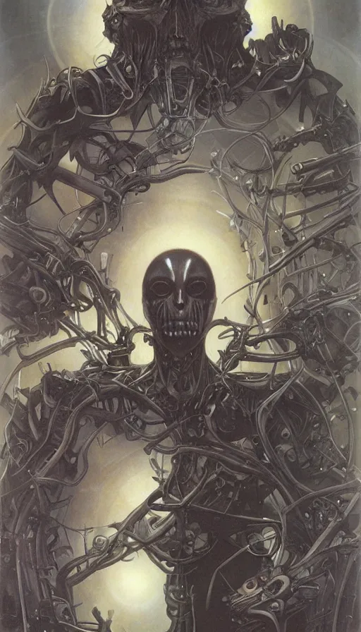 Image similar to techno artwork, by gerald brom,