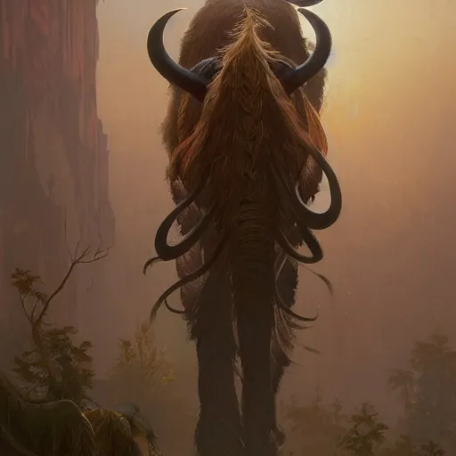 Prompt: a picture of a hipster wolly mammoth, back breaker, intricate, highly detailed, digital painting, artstation, concept art, 4 k, art by greg rutkowski and alphonse mucha