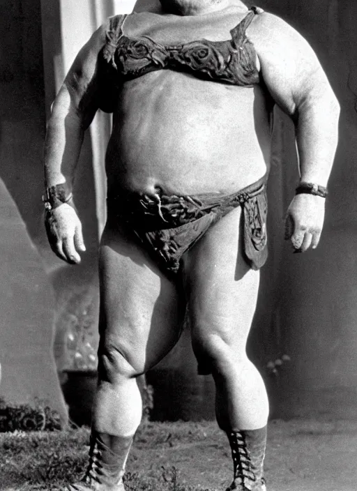 Image similar to old photo of an overweight skeletor from heman