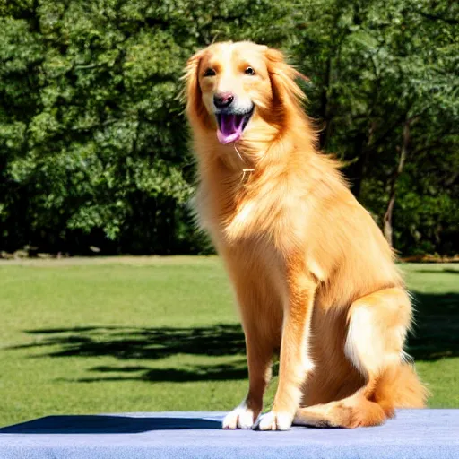 Image similar to A tolling retriever standing on a table