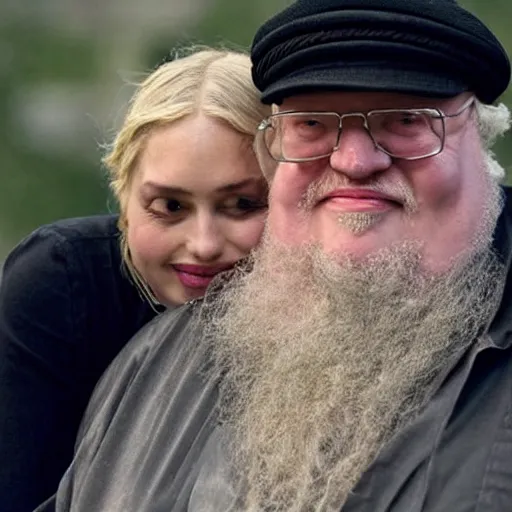 Image similar to george rr martin making out with cerci lannister