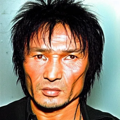 Prompt: viktor tsoi is a singer, aged 5 0. accurate and hyper - realistic symmetrical photo