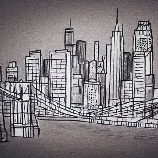 Prompt: toddler drawing of New York, advertising