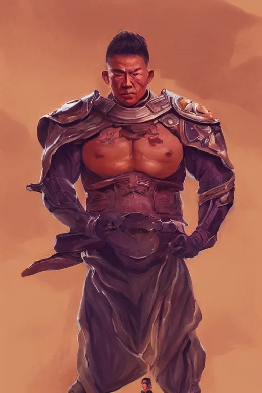 Prompt: upper body portrait of a massively muscular chinese man wearing a fremen still suit, nebula in background, dune, scifi, dune character art, artstation, illustration by norman rockwell and mandy jurgens