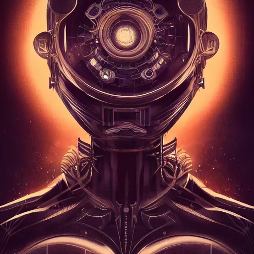 Image similar to pilot, 70s sci-fi, highly detailed, symmetrical long head, dark enlightenment, alchemy, nigredo, deep aesthetic, concept art, post process, 4k, highly ornate intricate details, art deco