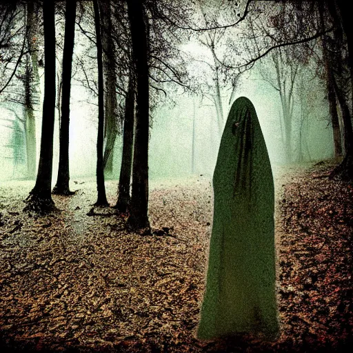 Image similar to lomo rainy ghost scary in the woods,