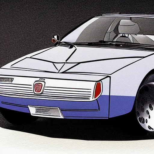 Image similar to Fiat Bertone illustration concept art by Sig Mead