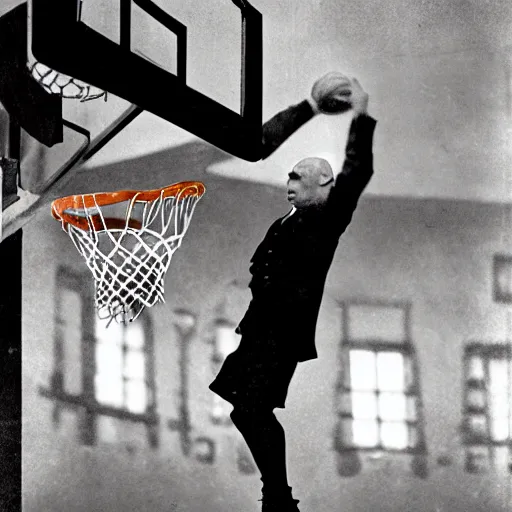 Image similar to count orlok slam dunk in basketball, award winning photograph