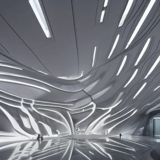 Image similar to extremely detailed stunning beautiful futuristic museum interior by Zaha Hadid