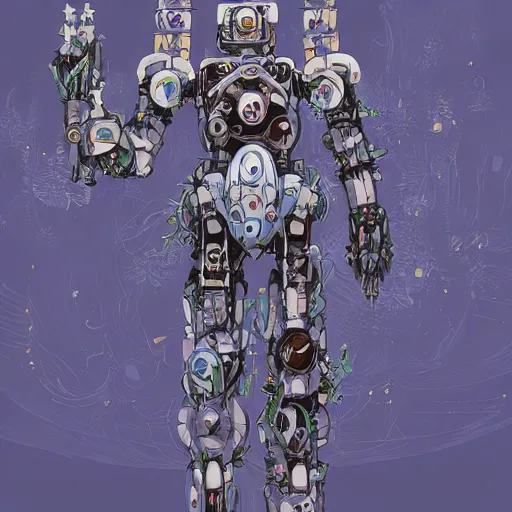 Image similar to symmetry, waterlily mobile combat suit floral robot, biomechanical, waterlily mecha nymphaea, detailed illustration, concept art, smooth, sharp focus, art by antoni gaudi