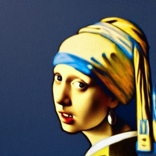 Image similar to cookie monster as girl with pearl earring