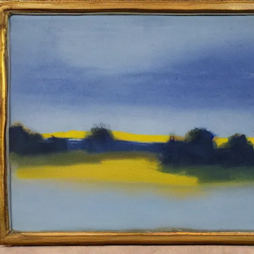 Prompt: tonalist landscape, prussian blue and hansa yellow