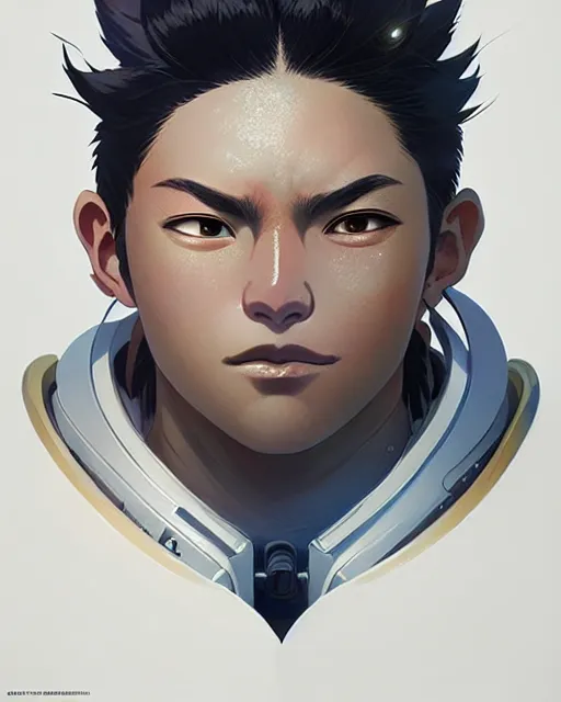 Image similar to azctec warrior, astronaut, detailed perfect face, exquisite details, fire magic, mid view, design on a white background, by studio muti, greg rutkowski makoto shinkai takashi takeuchi studio ghibli