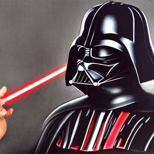 Image similar to Darth Vader drinking Coca-Cola, photorealistic art