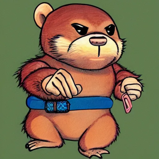 Prompt: anthropomorphic beaver Character design, original design by Akira Toriyama, samurai, tough mood, 8k, Akira Toriyama, highly detailed
