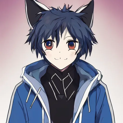 Image similar to key anime visual portrait of an anthropomorphic anthro wolf fursona, in a jacket, with handsome eyes, official modern anime art