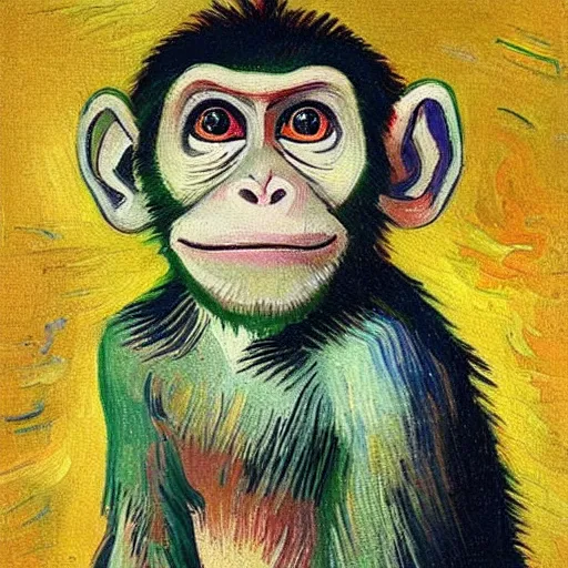 Prompt: a beautiful oil painting of a monkey in a tesla , 8k , award winning , made in 1800's , old , painted by vincent van gogh