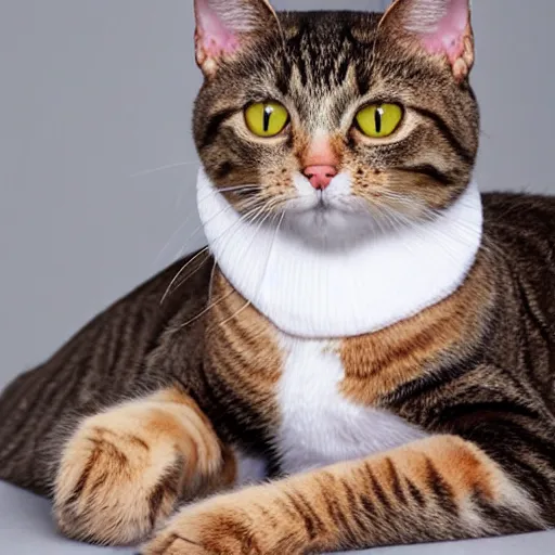 Image similar to cute brown tabby cat white nose bridge, (((pink nose)))