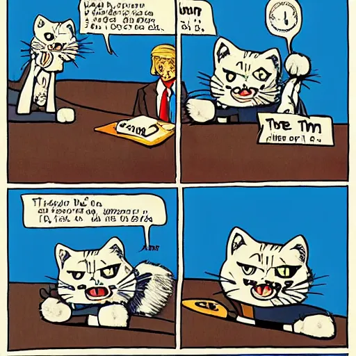 Image similar to donald trump as a cat in the comic maus by art spiegelman