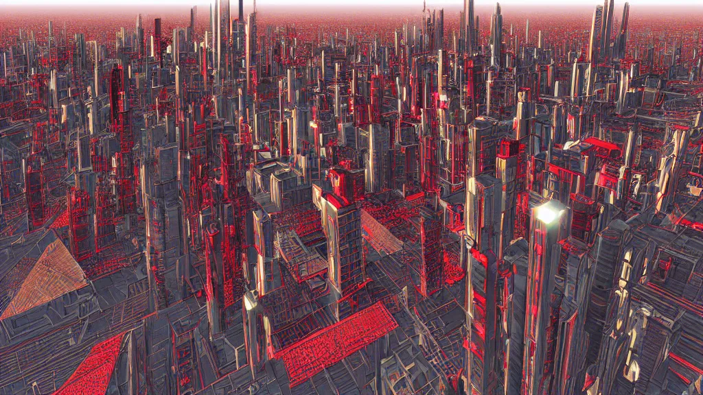 Prompt: a metropolis red shift render.