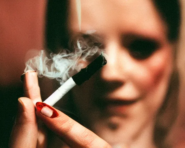 Image similar to a lomographic photo of woman hand with cigarette