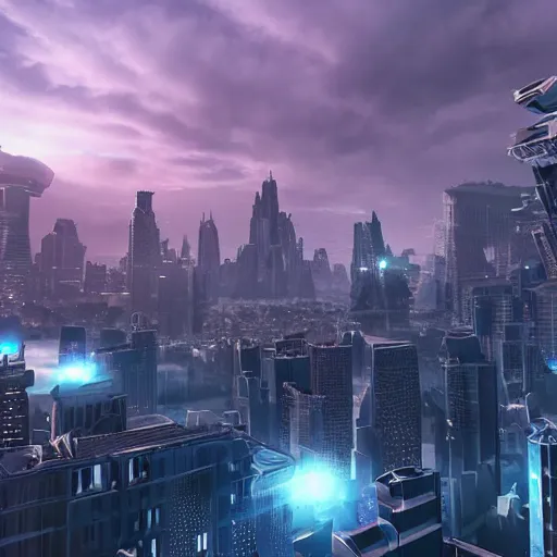 Prompt: gigantic majestic futuristic city of angels, epic scale, dramatic buildings, cinematic sky, 8 k, unreal engine 5
