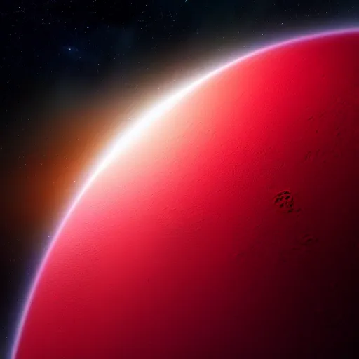 Prompt: space photo of beautiful red gas planet on a black background, 4 k