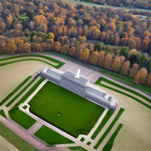 Image similar to “eagle flying over Normandy American Cemetery and Memorial, cinematic, 4k, digital art, award winning, top view”