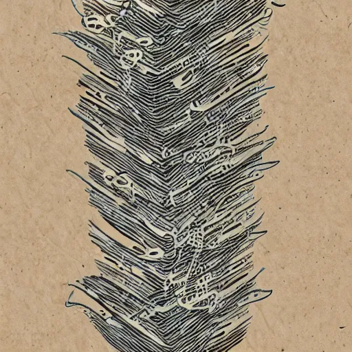 Image similar to high quality art of a printer printing out a long sheet of paper covered with writing, floating in space, trending on artstation